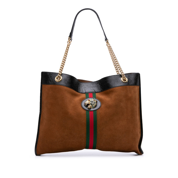 Pre-Loved Gucci Large Web Suede Rajah Tote - Picture 1 of 10